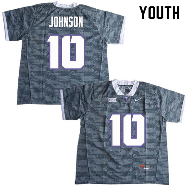 Youth #10 Kerry Johnson TCU Horned Frogs College Football Jerseys Sale-Gray
